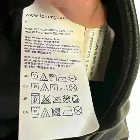 NWT Tommy Hilfiger Ankle Length Black Vegan Leather Leggings Size 6 - Picture 5 of 5